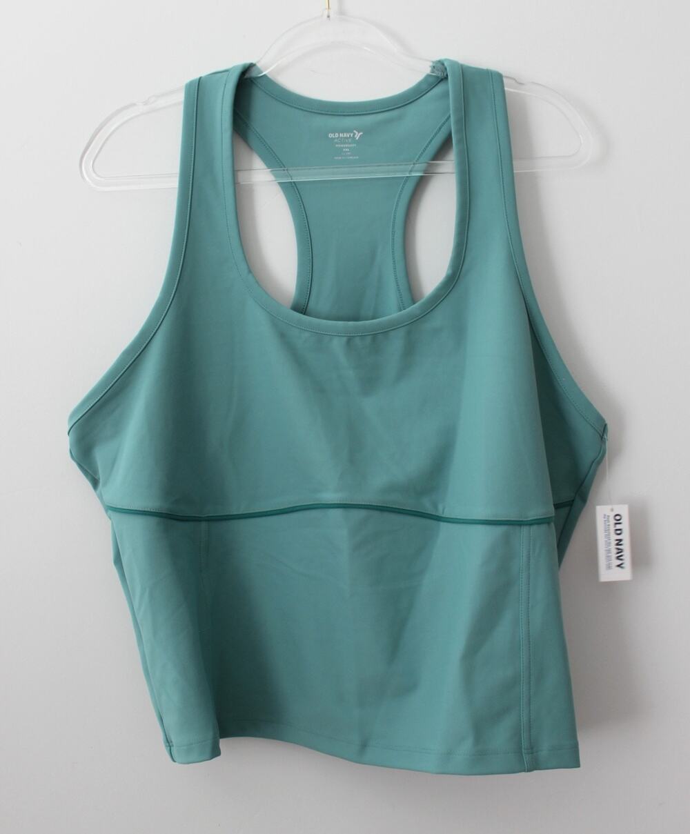 Old Navy Womens PowerSoft Racerback Cropped Shell Tank Green Size XXL NWT